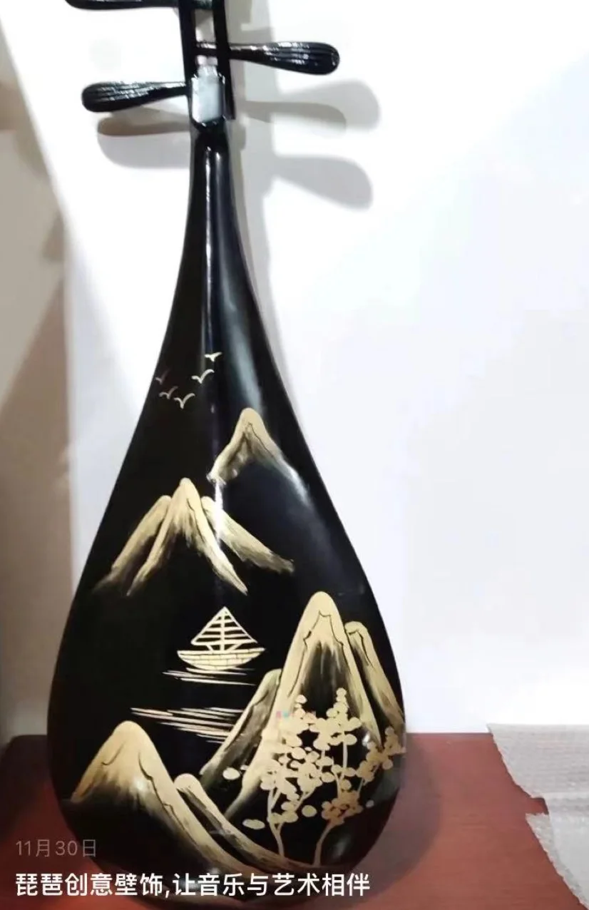 Pipa Handmade Painting black Can be played and decorated homes Chinese string instruments
