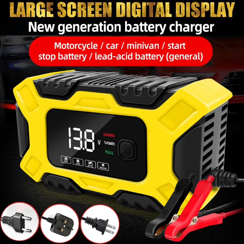 

Car Motorcycle Battery Charger 12V 6A Fully Automatic Digital Display Starting Auxiliary Repair Charge Intelligent Fast Charging