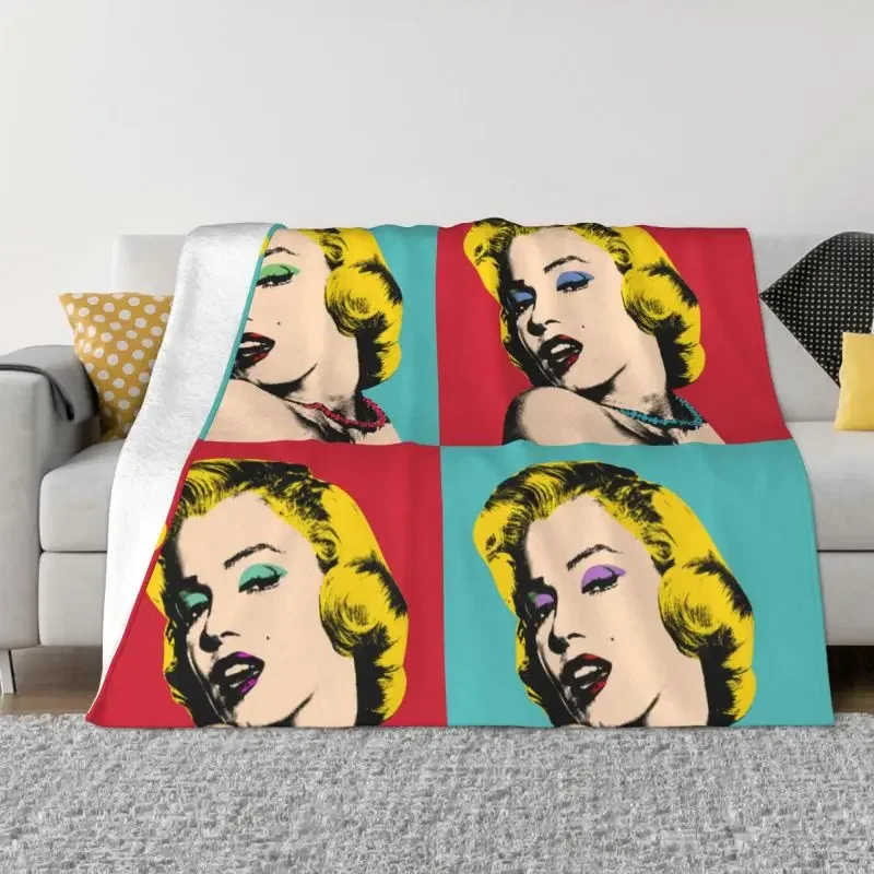 

Andy Warhol Artist Monroe Blankets Warm Flannel Pop Art Marilyns Collage Throw Blanket for Home Bedroom Sofa