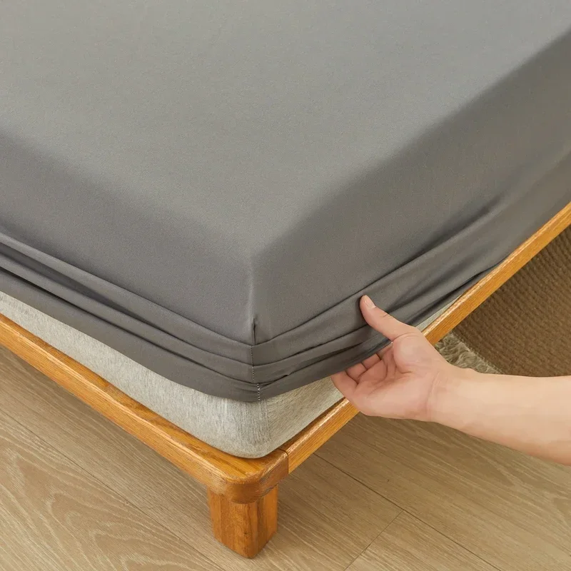 Brushed Mattress Cover Double/Queen Size Solid Color Fitted Sheet For Double Bed Anti-Mite 200X220cm