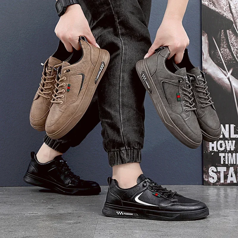 

Men's shoes, autumn trend, versatile sports and leisure board shoes, men's leather waterproof flat shoes, winter work