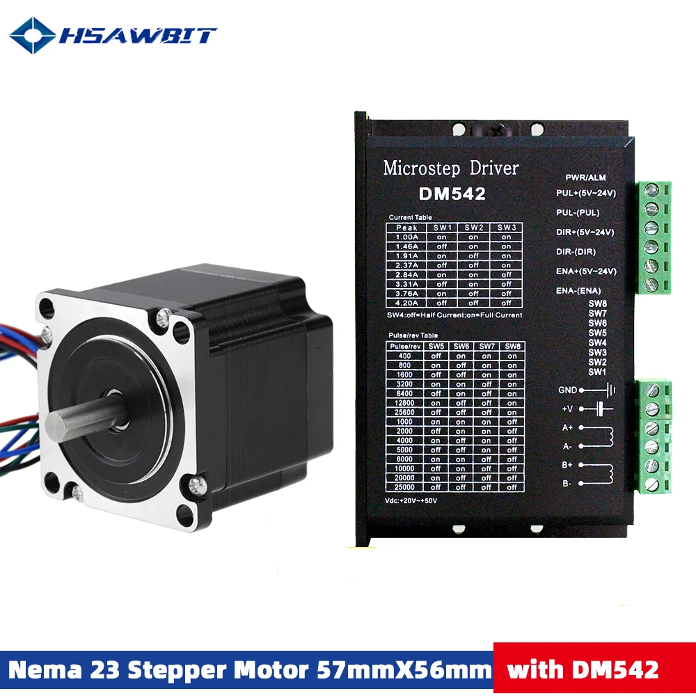

Nema 23 Stepper Motor 4-lead 1Nm 57mmX56mm 3A Hybrid with DM54 Stepping Motor Driver 3D Printer CNC Engraving Milling Machine