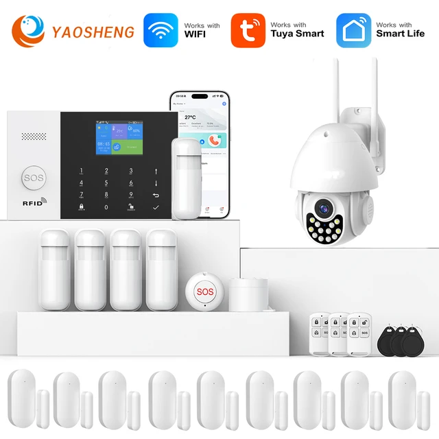 YAOSHENG Security-Protection TUYA Smart Home Alarm System 2G 433MHz WiFi GSM Wireless House App Control Sets PG105 1