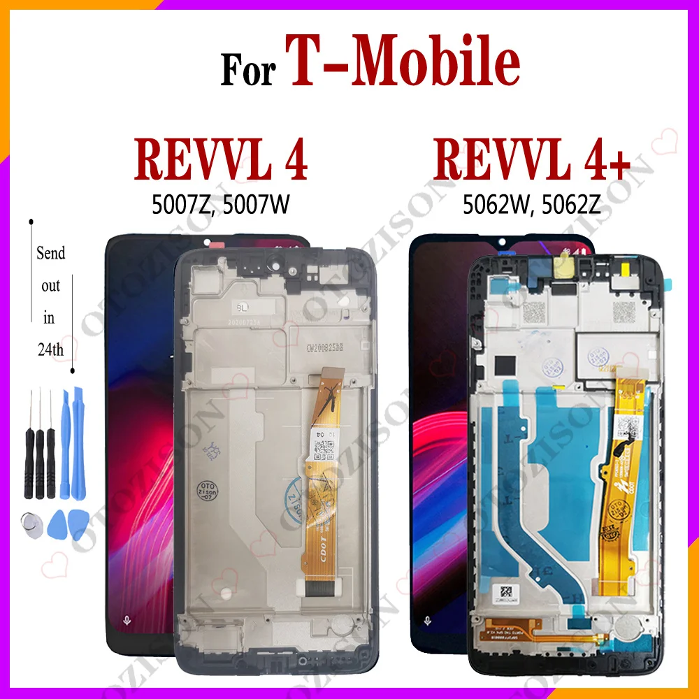 Per T-Mobile Revvl 4 Display Revvl 4 + Lcd Con Cornice Touch Panel Screen Digitizer Assembly 5007Z 5007W 5062W 5062Z Sostituzione