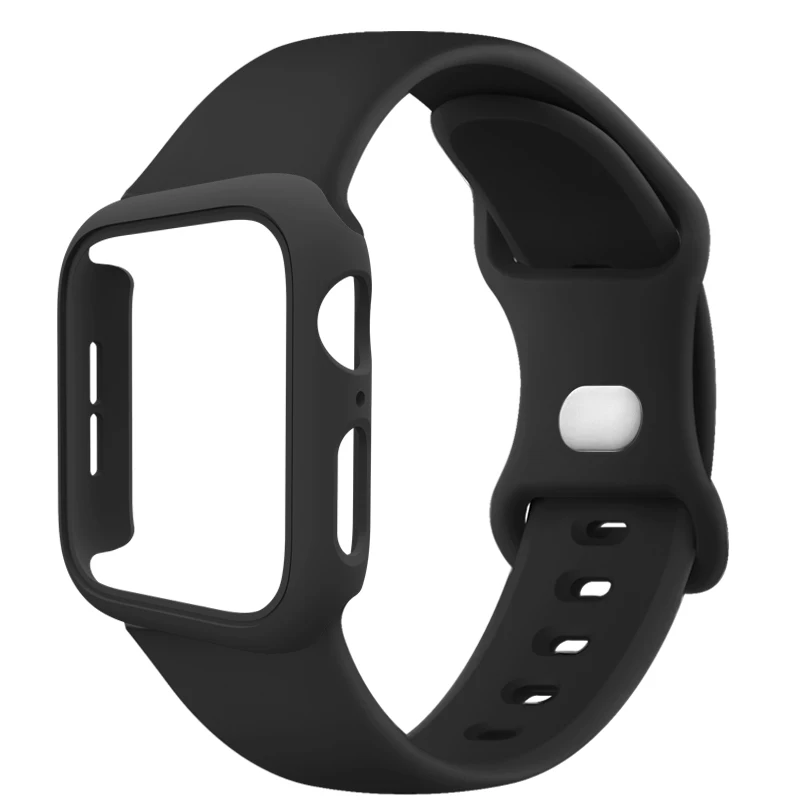 Versatile Protective Silicone Strap and PC Case for Apple Watch - Enhanced Durability and Style