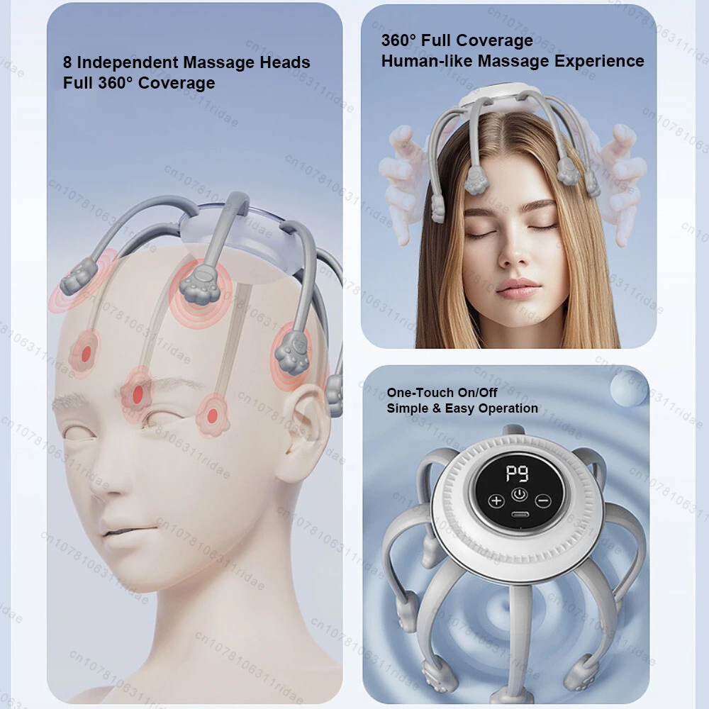Electric Scalp Massager Octopus Head Massager Stress Relax Claw Vibrating Hair Scalp Relaxation Fatigue Relief Stress Relax