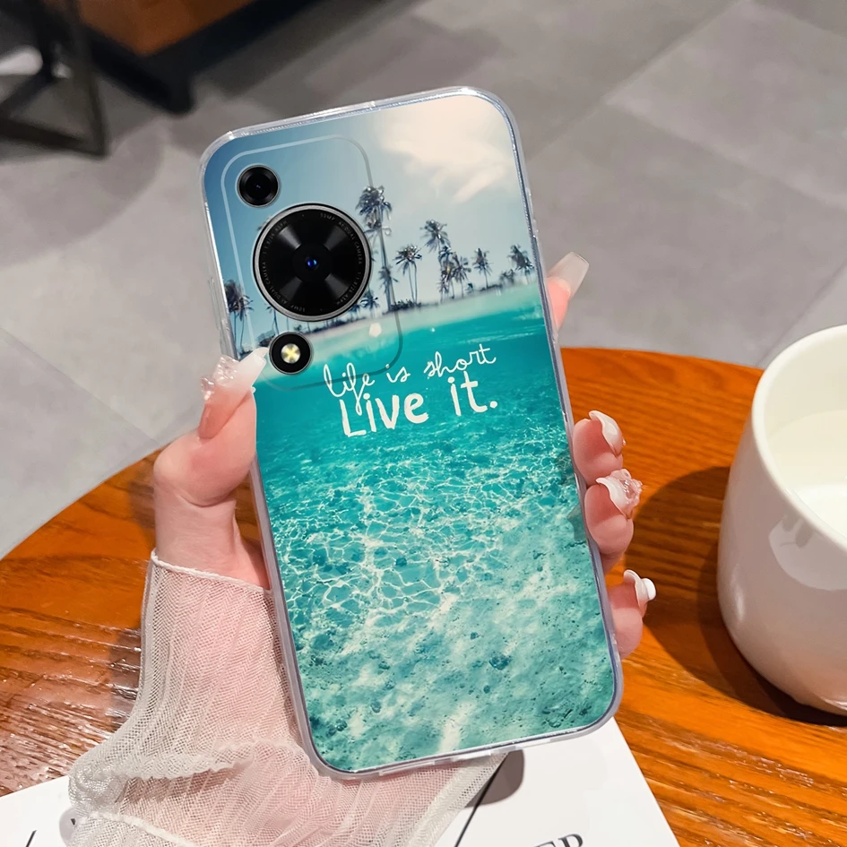 Clear TPU Silicone Soft Protective Case with Pretty Butterfly Bear Design for 6.75-Inch Smartphones