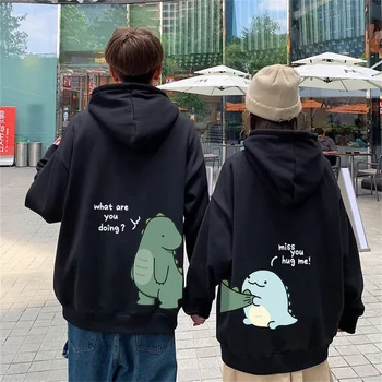 Dinosaur Print Hoodie – Unisex Y2K Couple Sweatshirt 1