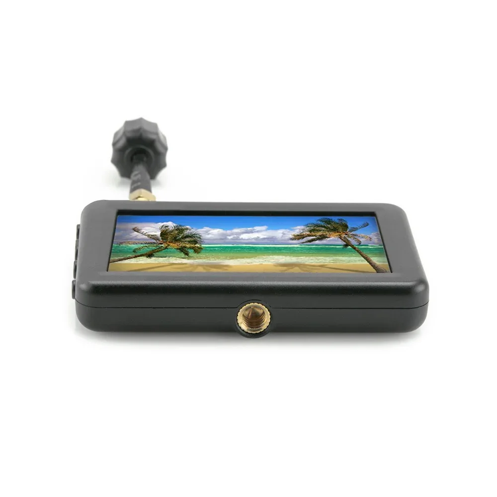 Détail des boutons et ports du récepteur FPV 5.8G 40CH avec écran LCD 3 pouces.