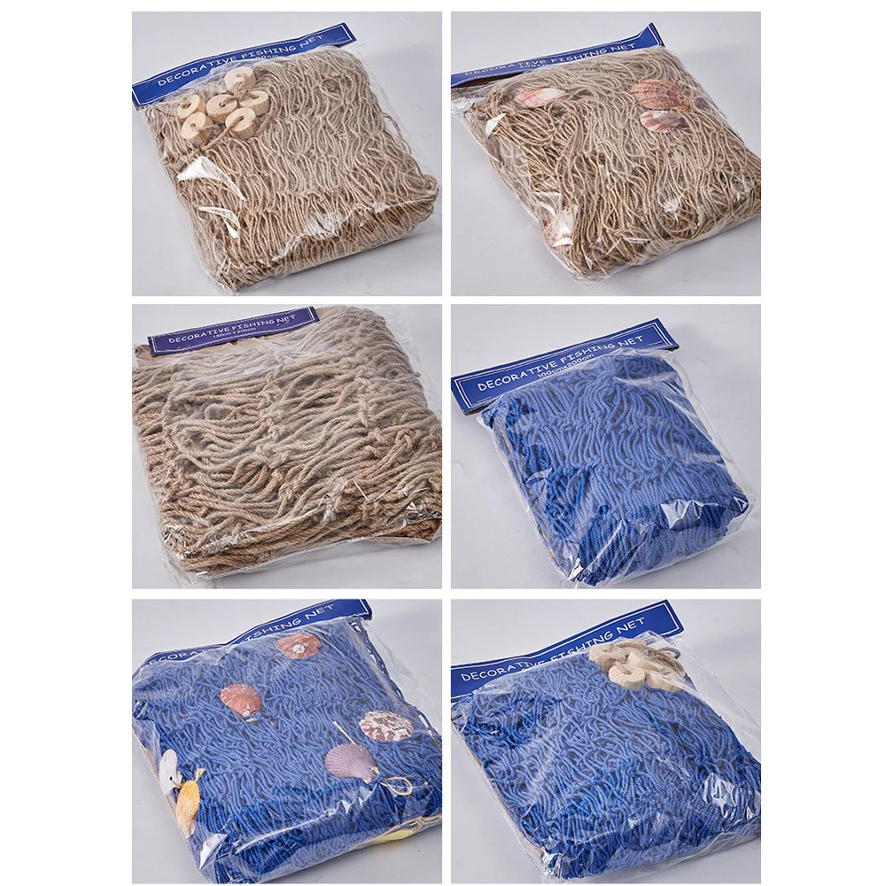 Mediterranean Decorative Fishing Net Thick Thread Cotton Hemp Rope Shell Net Kindergarten Background Wall Creative Photo_voghion.com