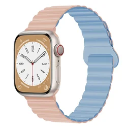 Premium Magnetic Silicone Sport Strap - 41mm 40mm 38mm (13 pink blue)