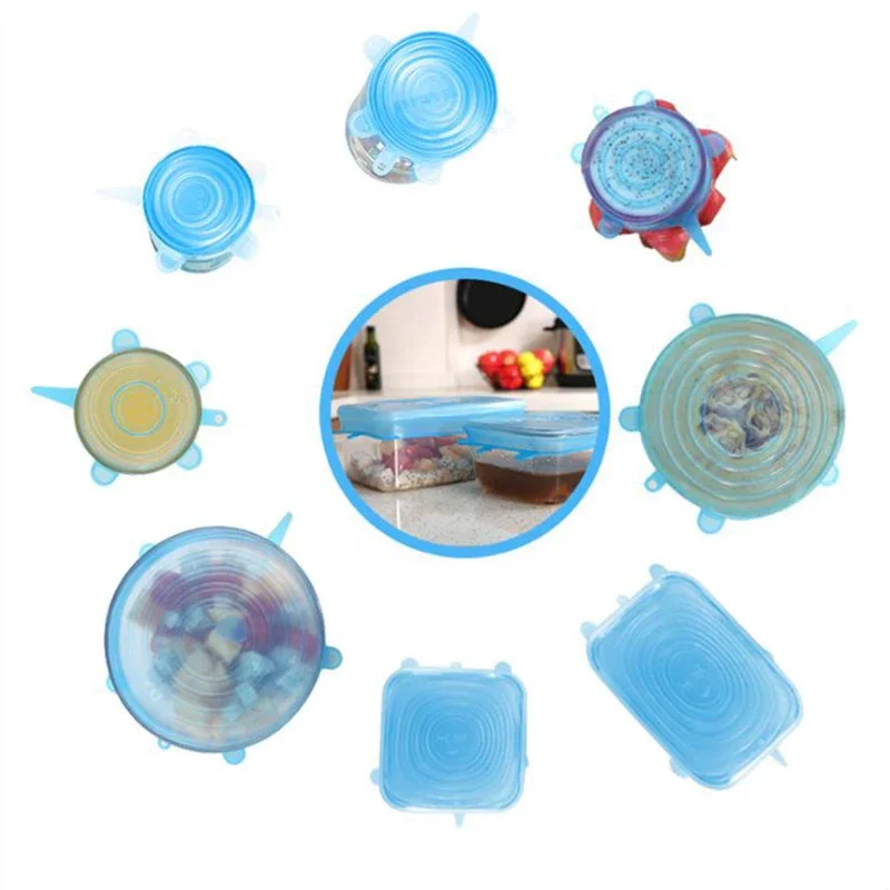 6 Pieces Food Grade Lid for Airtight Container Versatile Bowl Lid Seal Household Plastic Wrap Multi-functional Insurance Tensile