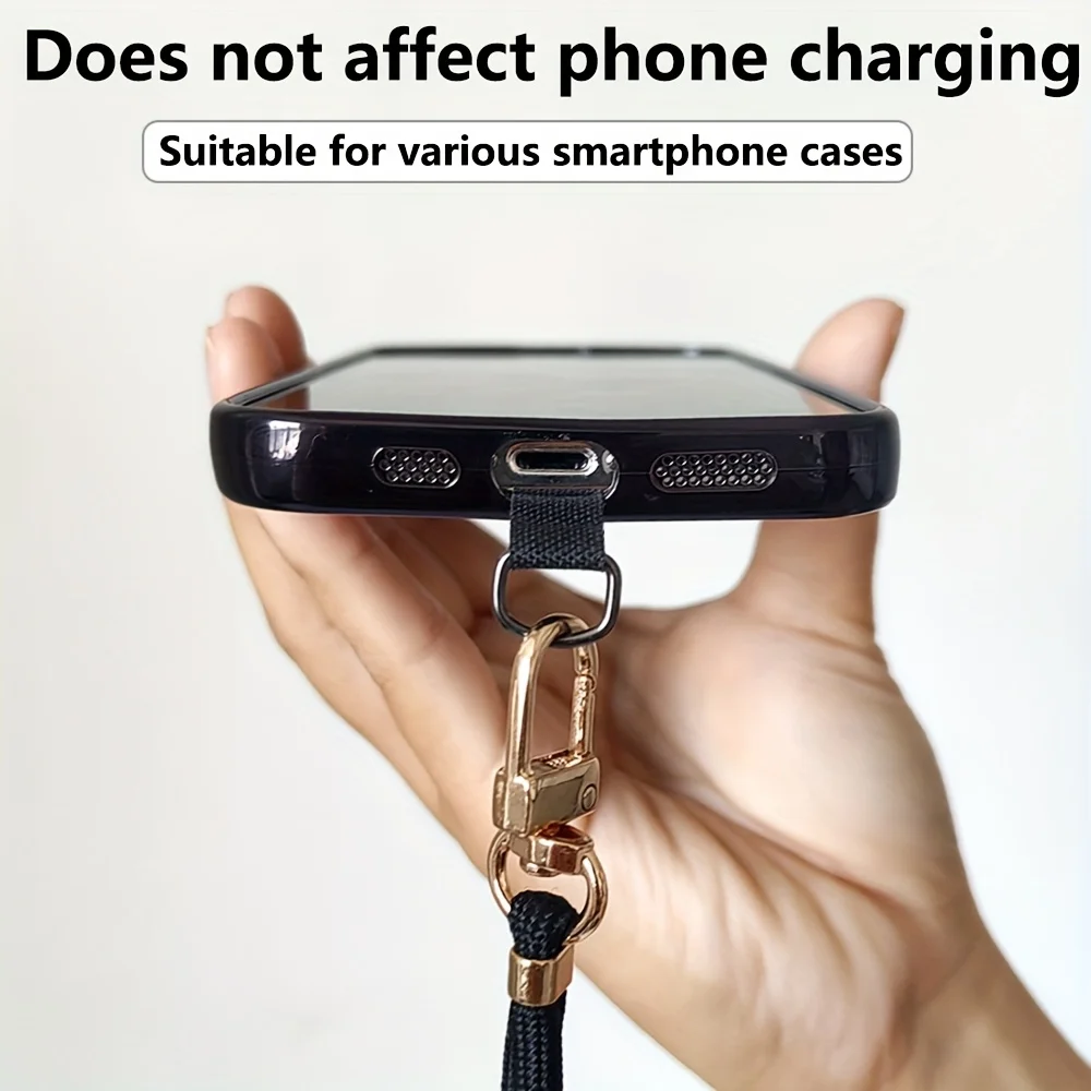 Versatile Black and Gold Adjustable Phone Lanyard for Hands-Free Outdoor Adventures