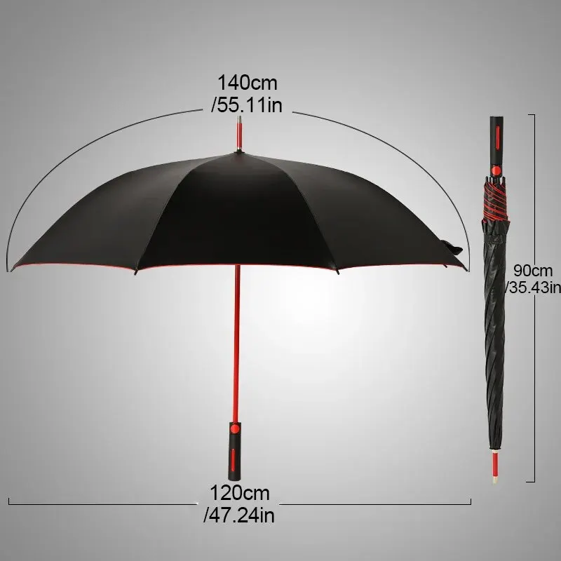1Pc Large Umbrella Two-Color Sturdy Vinyl Umbrella Wind-Resistant Rain-Proof Business Umbrella