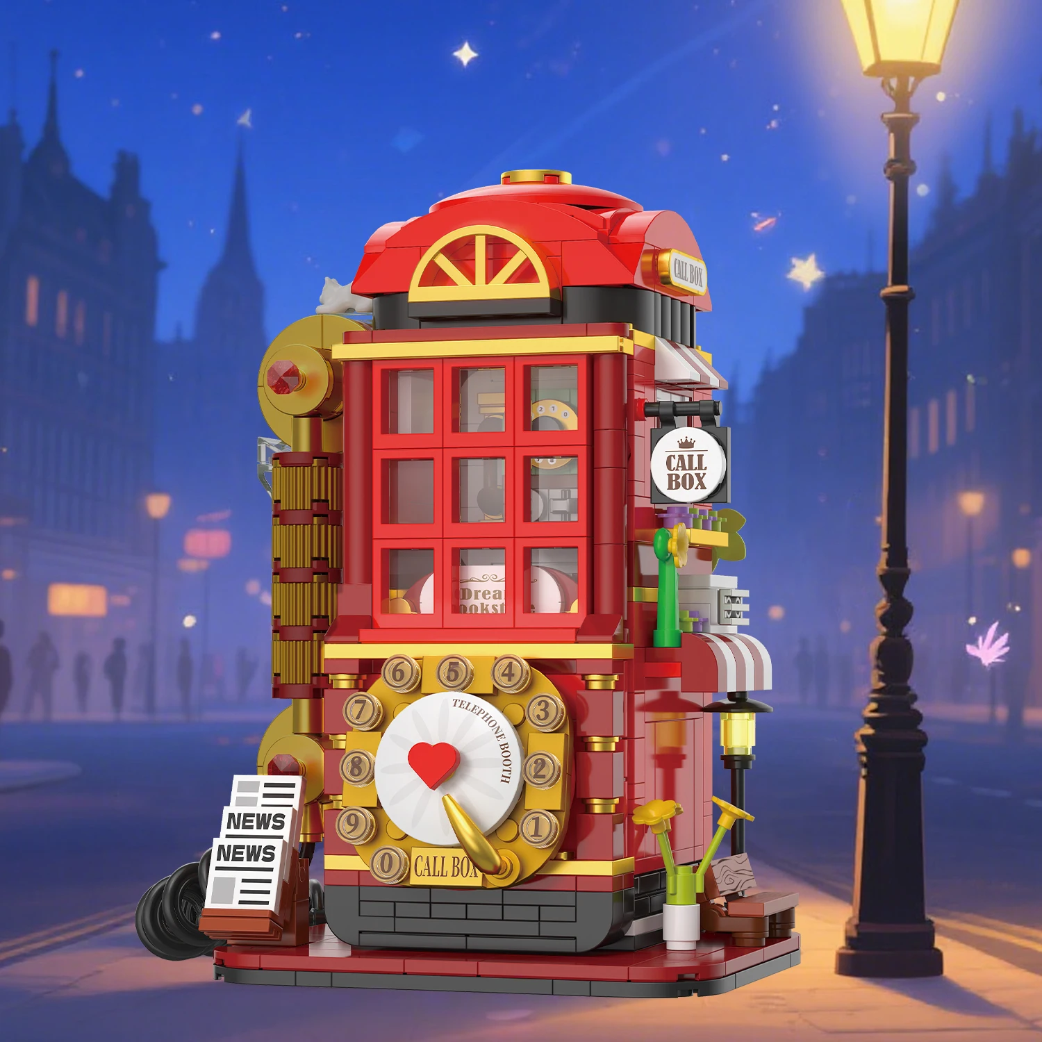 Retro Telephone Box Building Blocks Set DIY Arcade Phone Booth Architecture Model Kit for Adult Kids Birthday Gift Home Decor