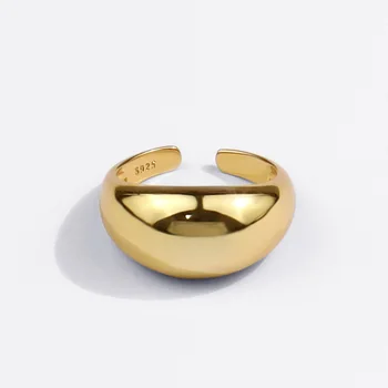 Anello in argento sterling 925 per donna uomo Anello da dito geometrico liscio Commercio all'ingrosso di gioielli per feste regolabili