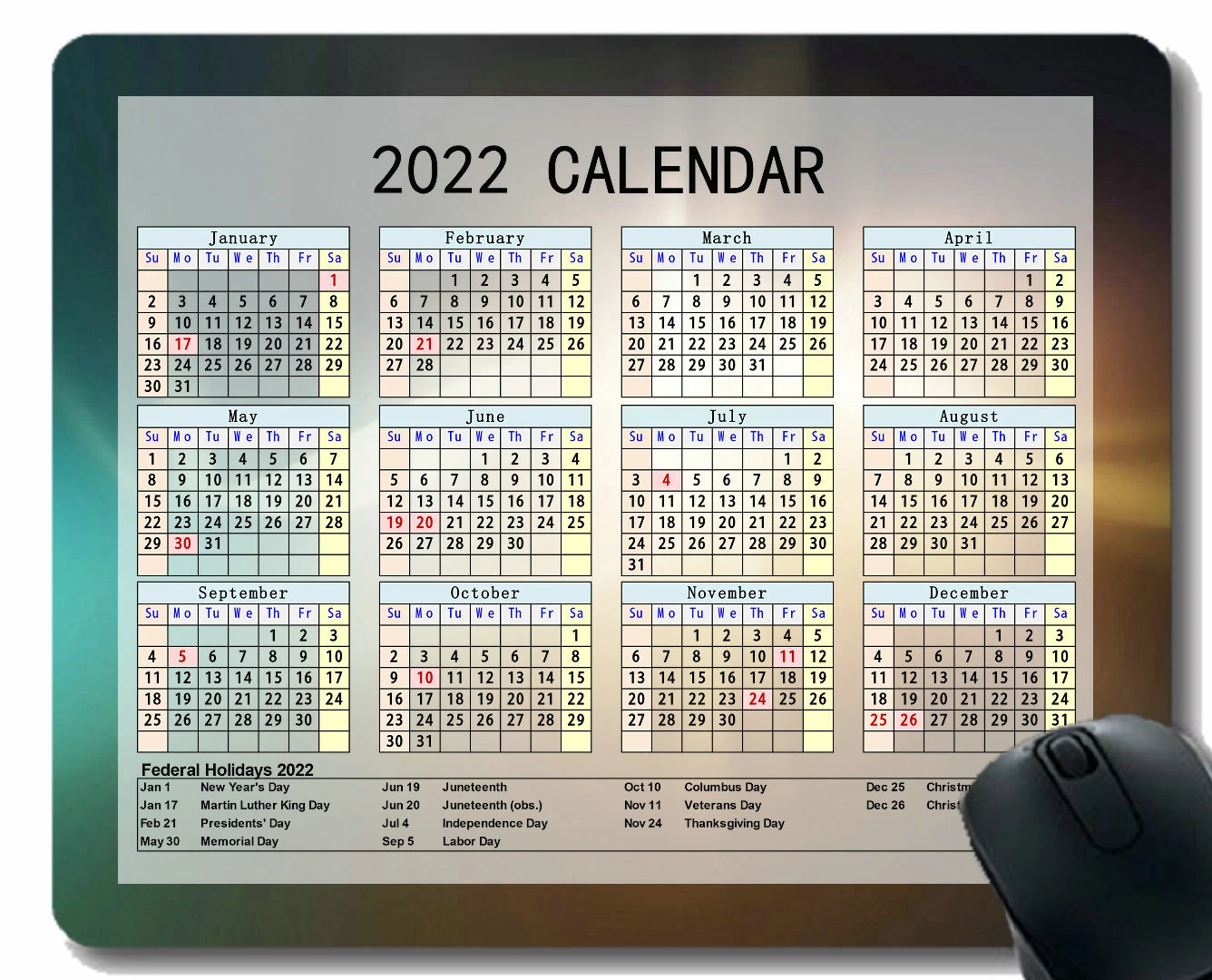 2022 Mouse Pad Calendar,Light Bright Glare Solar Desktop Notebook Mouse Mat For Working And Gaming|Mouse Pads| - Aliexpress