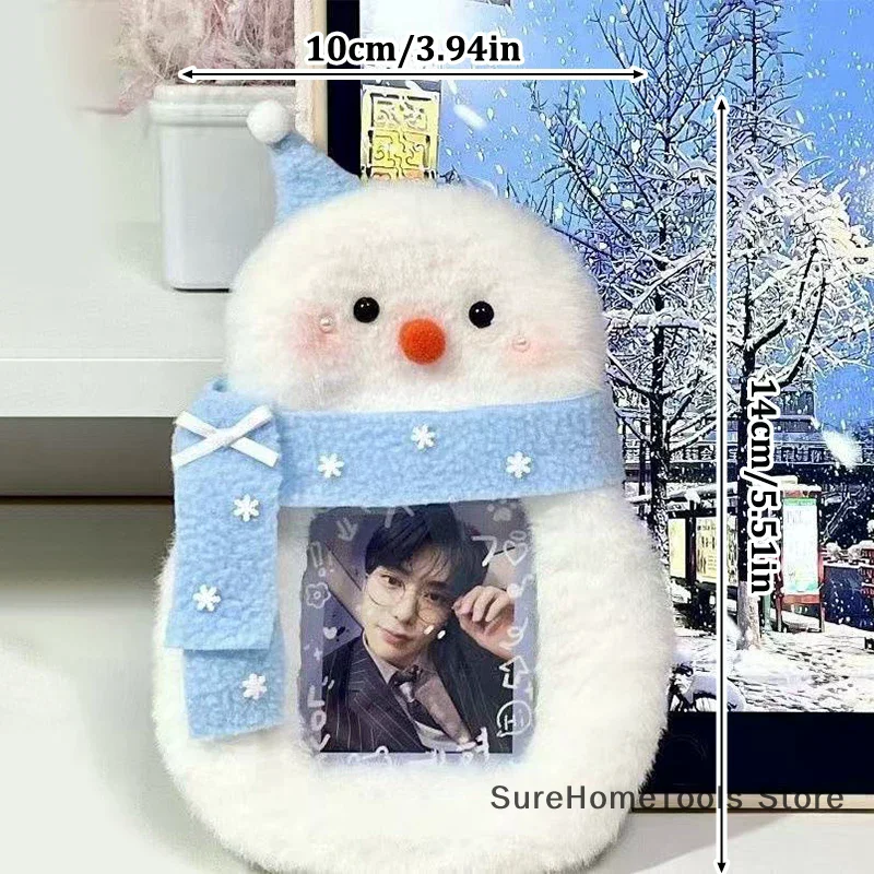 1pc Cute Snowman Plush Photocard Holder Cartoon Photo ID Credit Card Protector Kawaii Card Case for Kids Fans Portable Home Gift