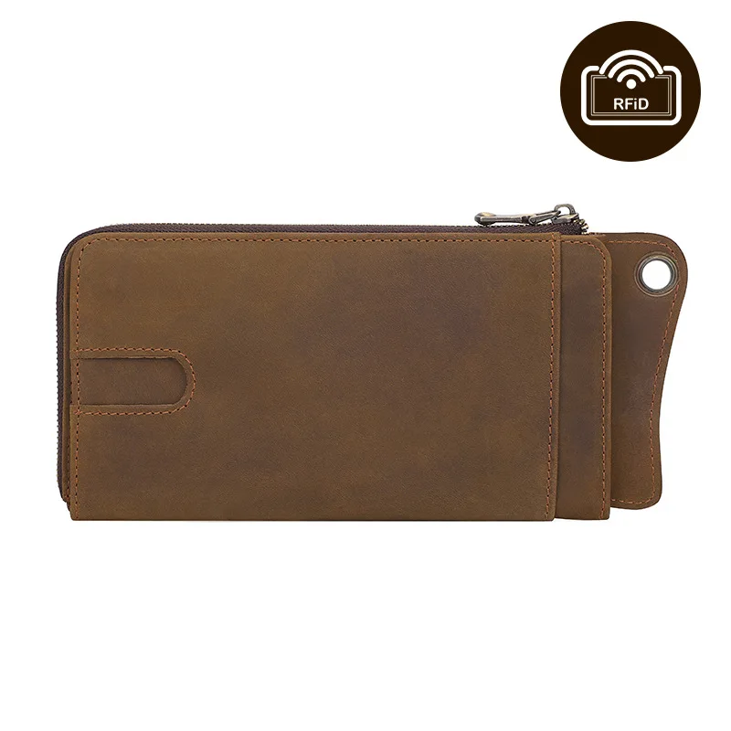 Vintage Genuine Leather Men's Wallet with RFID Blocking, Multiple Card Slots
