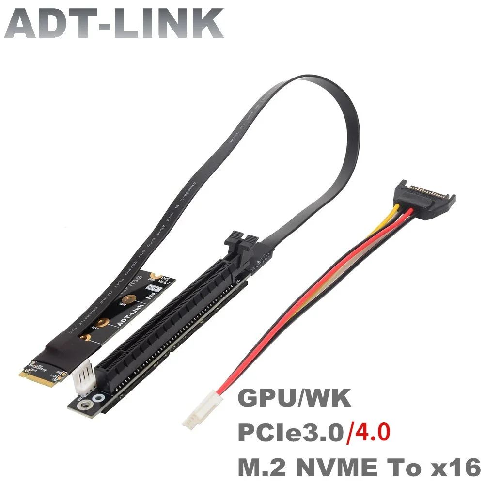 Nova M.2 Nvme para Pcie 4.0×16 Extensor Gen4 3.0 Riser Adaptador Jumper Btc Cabo de Mineração Gpu Gtx Rtx Placas de Vídeo Gráficos Nvidia Amd