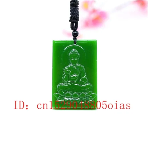 

Natural Green Chinese Jade Buddha Pendant Necklace Charm Jadeite Jewelry Carved Amulet Fashion Accessories Gifts for Women Men