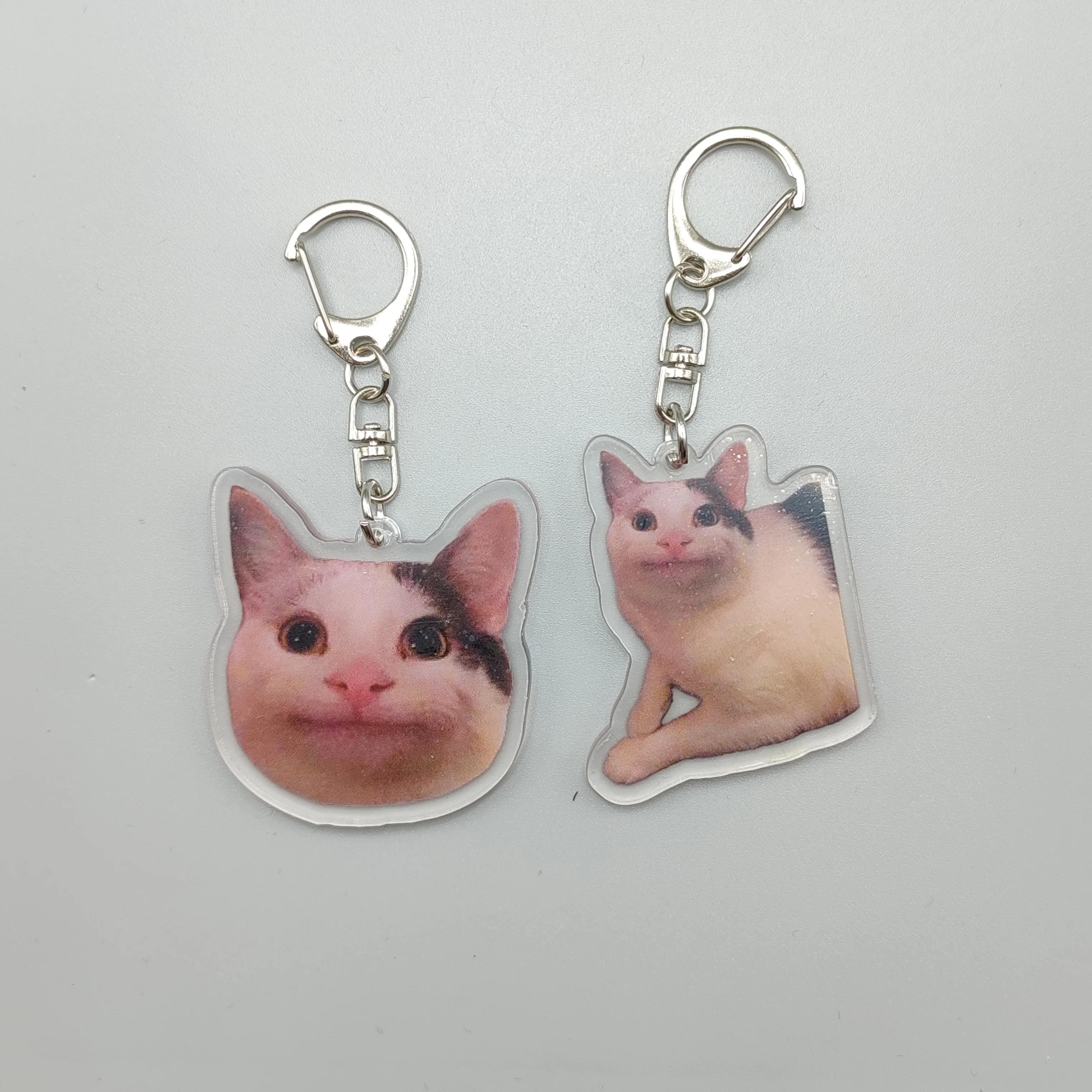 Porte-clés pendentif mignon pour sac à main pour femme, deux chats, roi prudent, mème, chat poli, choses mignonnes, cadeau bon marché pour meilleur ami