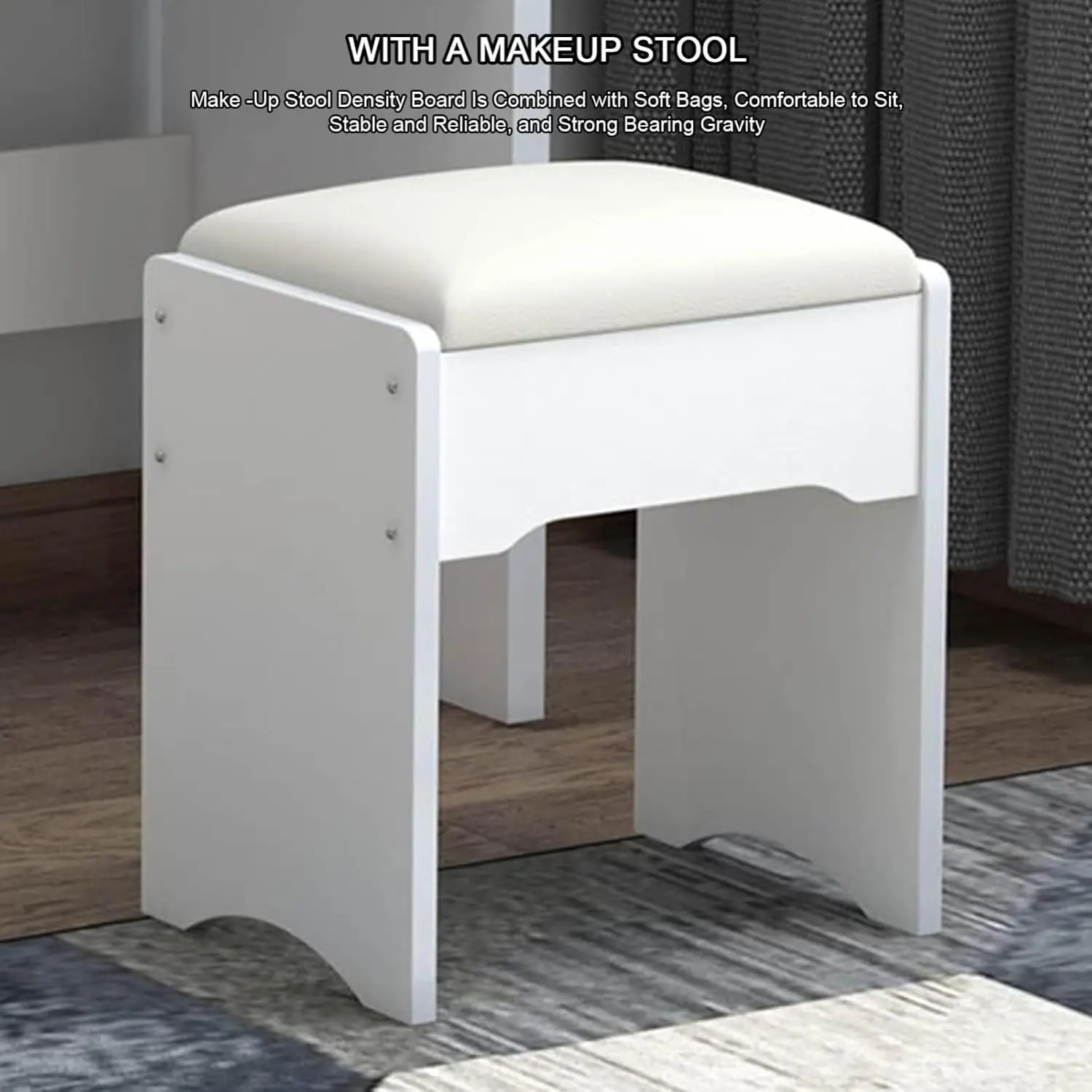 طاولة تجميل بيضاء مع كرسي، طاولة مكياج مع مرآة LED...