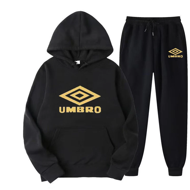 

Спортивный костюм Umbro из 2 предметов унисекс, уличные спортивные толстовки, флисовый свитшот и брюки, хлопковая Осенняя спортивная одежда с капюшоном