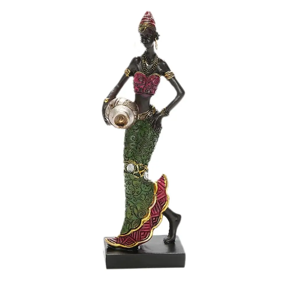 Handicraft Vintage Art Design Home Decoration Ethnic Customs African Statue Tribal Lady Figurines Desktop Ornament Resin Crafts