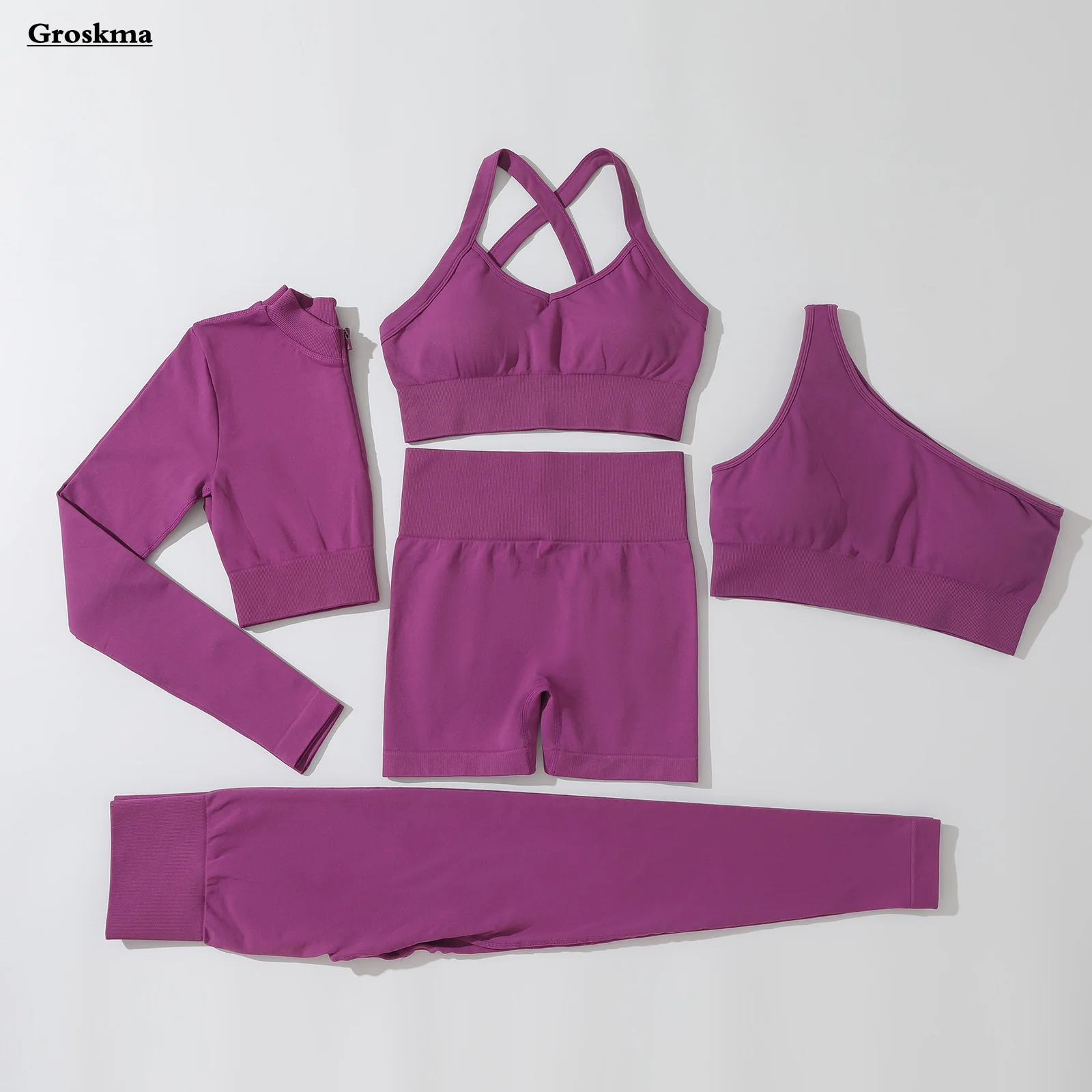 

Seamless Set Women Yoga Bra T Shirt Running Sportswear Leggings Shorts Push Up Fitness Gym Tracksuits Clothing Crop Tops