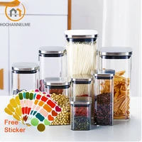 Sealed Glass Jars With Lids For Coffee Storage Can Square Candy Biscuits Pot Kitchen Glass Mason Jar Food Container Bulk Cereals 1
