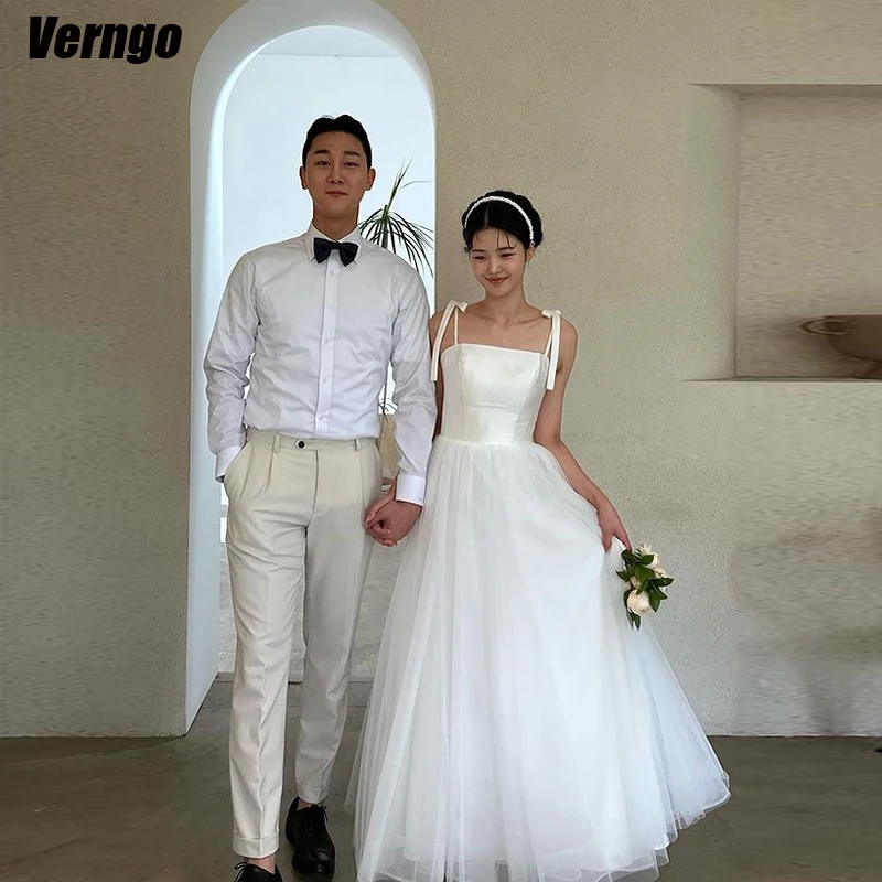 

Verngo A-line Wedding Dresses Strapless Spaghetti Straps Korea Bridal Gown 2024 Satin/ Tulle Bridal Dress Vestidos De Novia