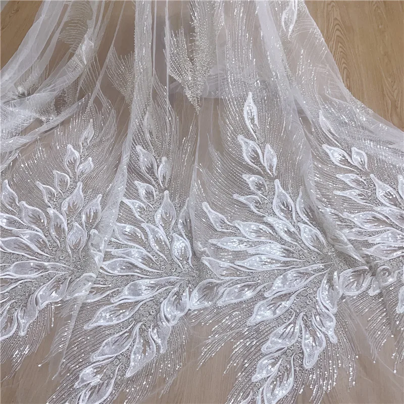 

Высококачественная бусинка из ленты из искусственного шелка высокой плотности, модная французская кружевная ткань, Роскошная ткань для свадебного платья