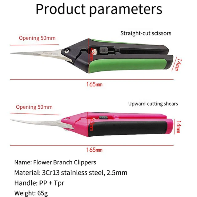 Garden Stainless Steel Flower Scissors Gardening Shears Fruit Grape Thinning Pruning Shears Straight Elbow Gardening Scissors 2