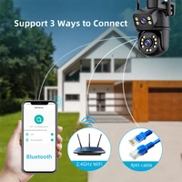 Caméra de surveillance WiFi 4K 8MP, détection humaine, double objectif, zoom numérique 5X, caméras IP PTZ de sécurité extérieures, vision nocturne 5