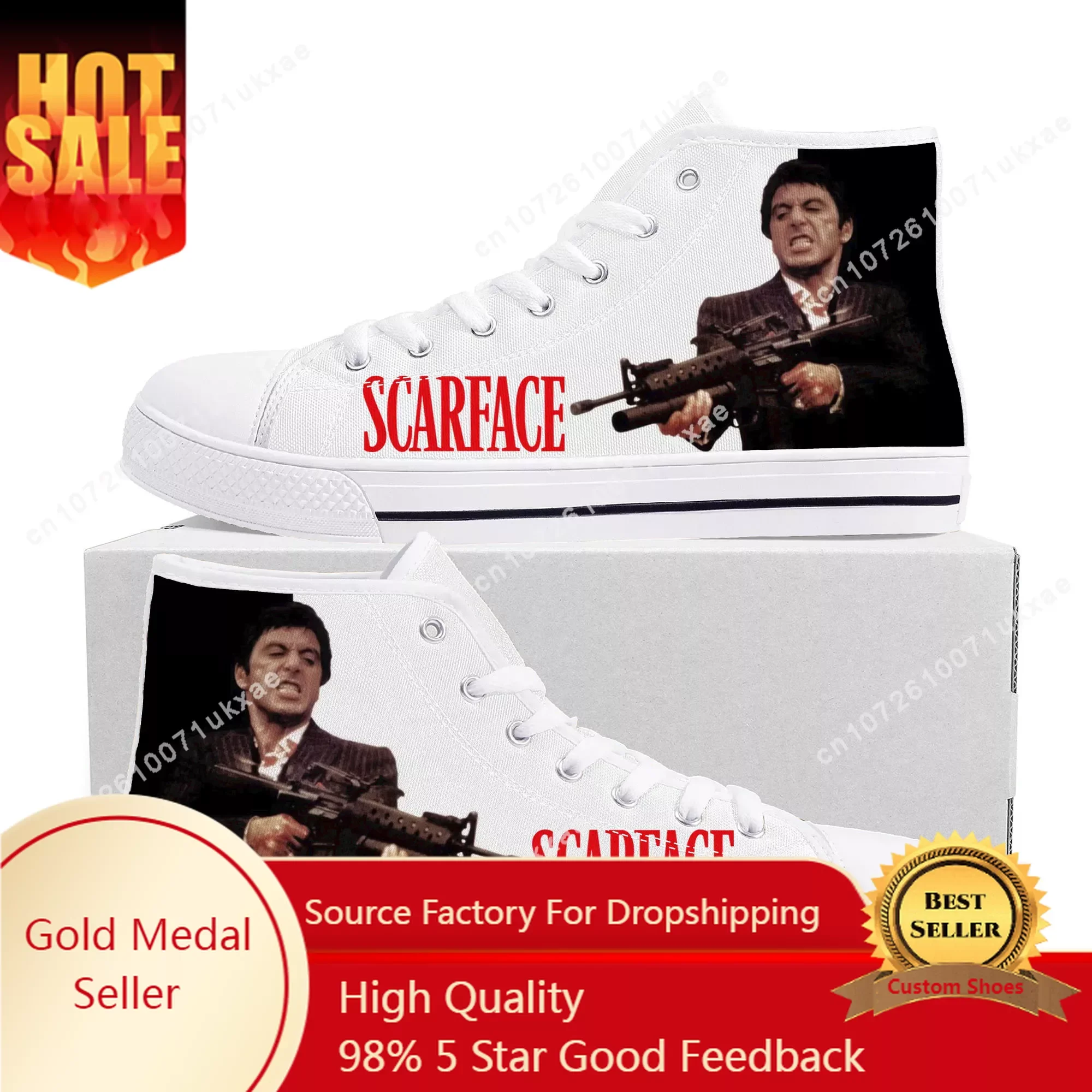 

Scarface High Top Sneakers Mens Womens Teenager High Quality Al Pacino Canvas Sneaker couple Casual Shoe Customize Shoes