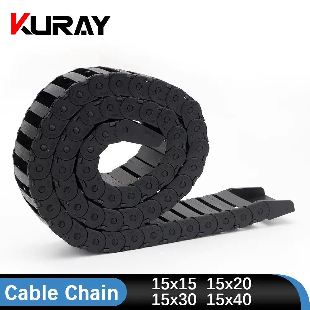 Kuray Cable Chain 15*15 15*20 15*30 15*40 15*50mm Semi-Enclosed Interior Opening Wire Transmission Carrier Plastic Drag Towline