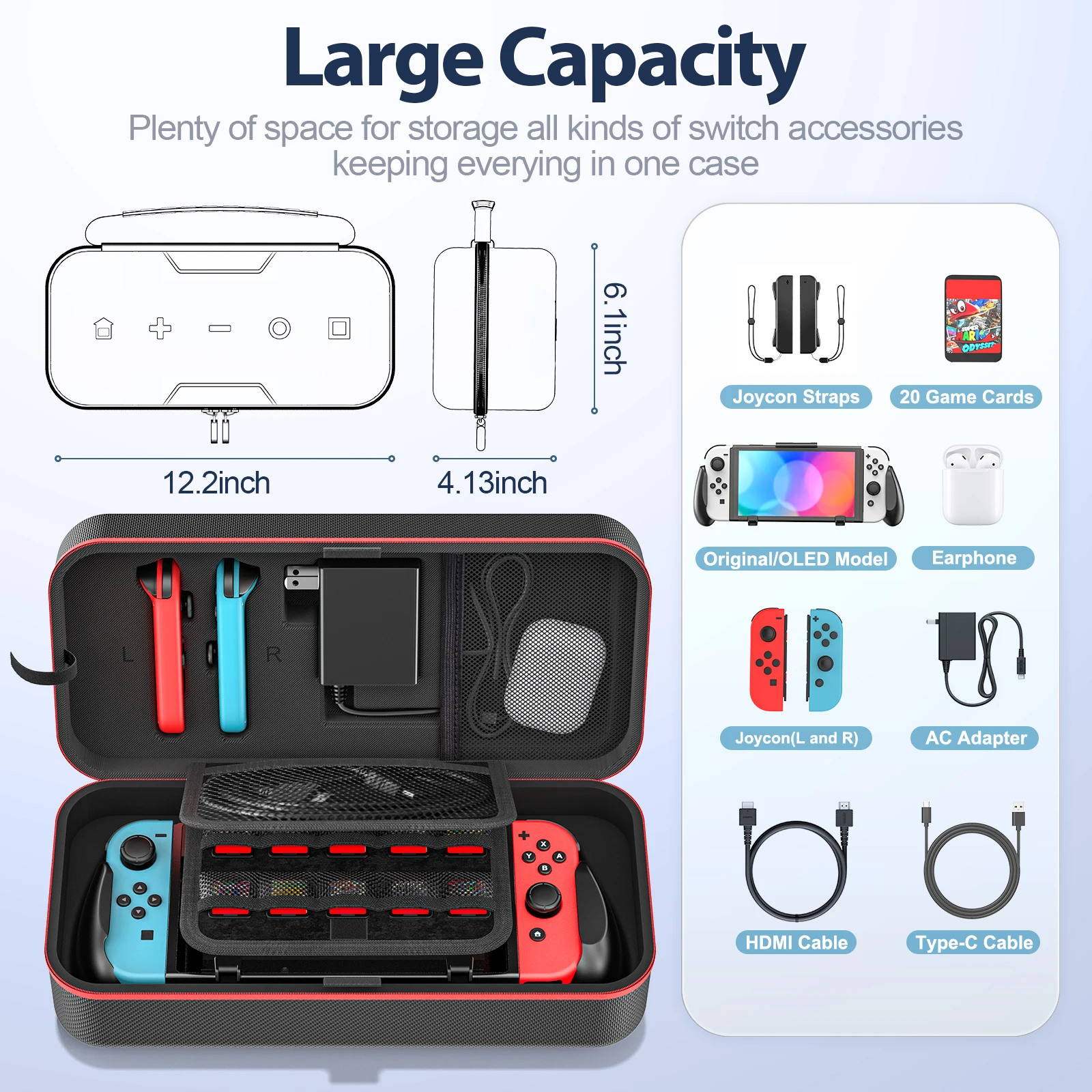 Nintendo Switch （付属品全て有）+ ケース Nintendo Switch用 大容量キャリングケース アウトレット商品