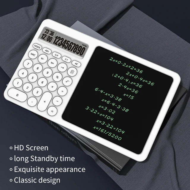10 Digit Calculator Writing Tablet LCD Display Desk Calculator w/ Erasable Handwriting Notepad Calculator for Office School Home - Image 6