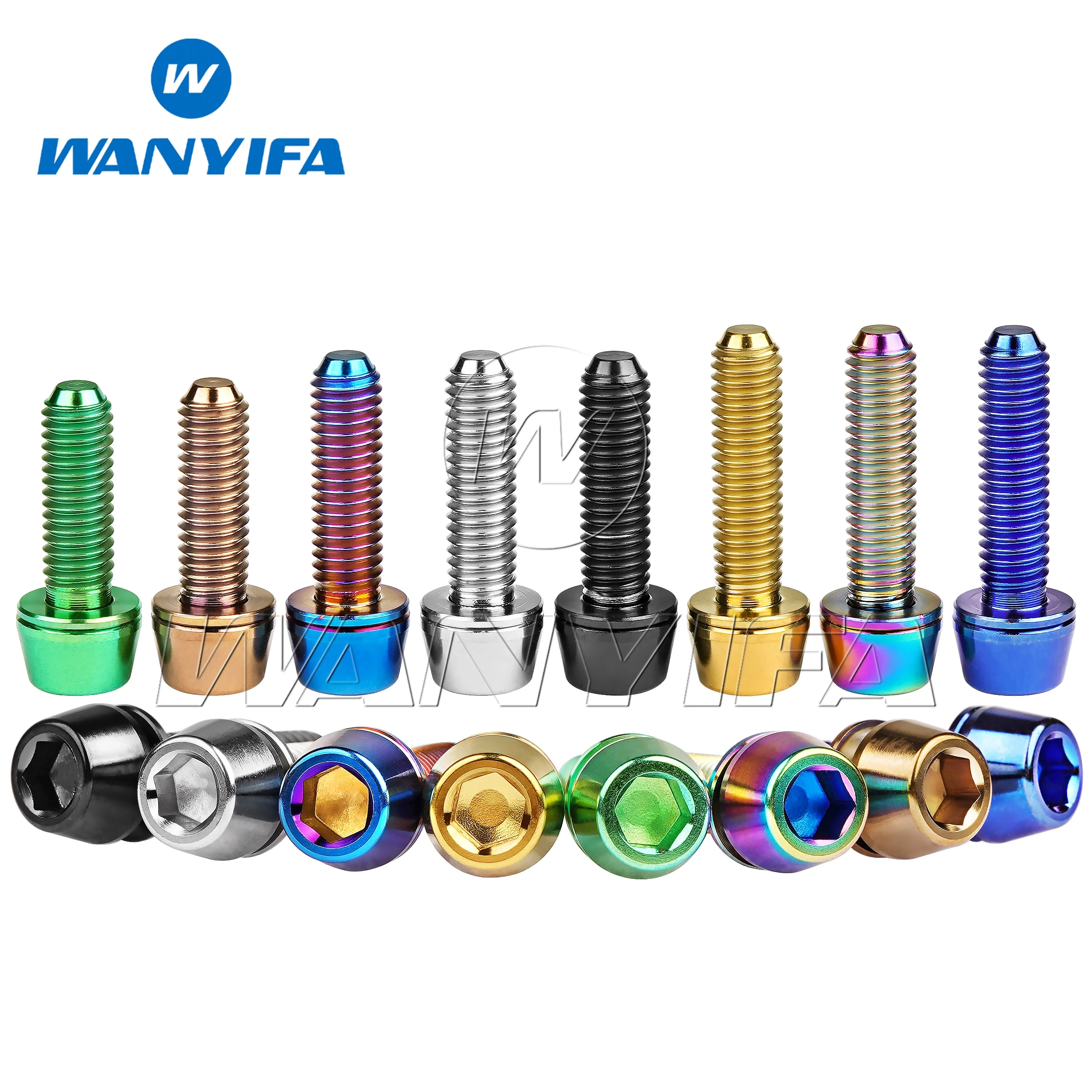 Titanium Bolts Wanyifa Titanium Ti M5x16mm M5x18mm M5x20mm For Bicycle Stem Allen Hex Tapered Head Bolt With Washer