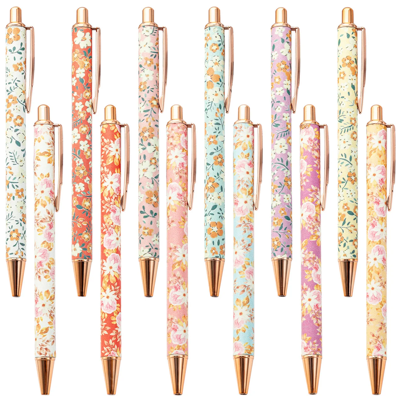 

24 48 96 pcs Creative INS New Style Girl Heart Flower Metal Pen Lovely Student Press Wrap Pen Gold Powder Press Ball Pen