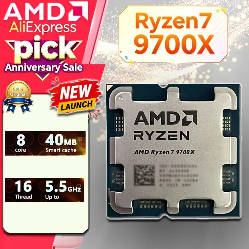새로운 AMD Ryzen 7 9700X AM5 Zen5 게이밍 CPU 8코어 16스레드..