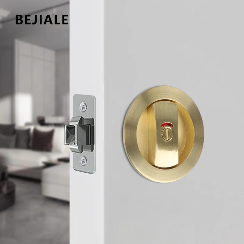 Window Door Locks Square Indication Push-pull Door Lock Bathroom Embedded Sliding Door Invisible Hook Lock No Indication