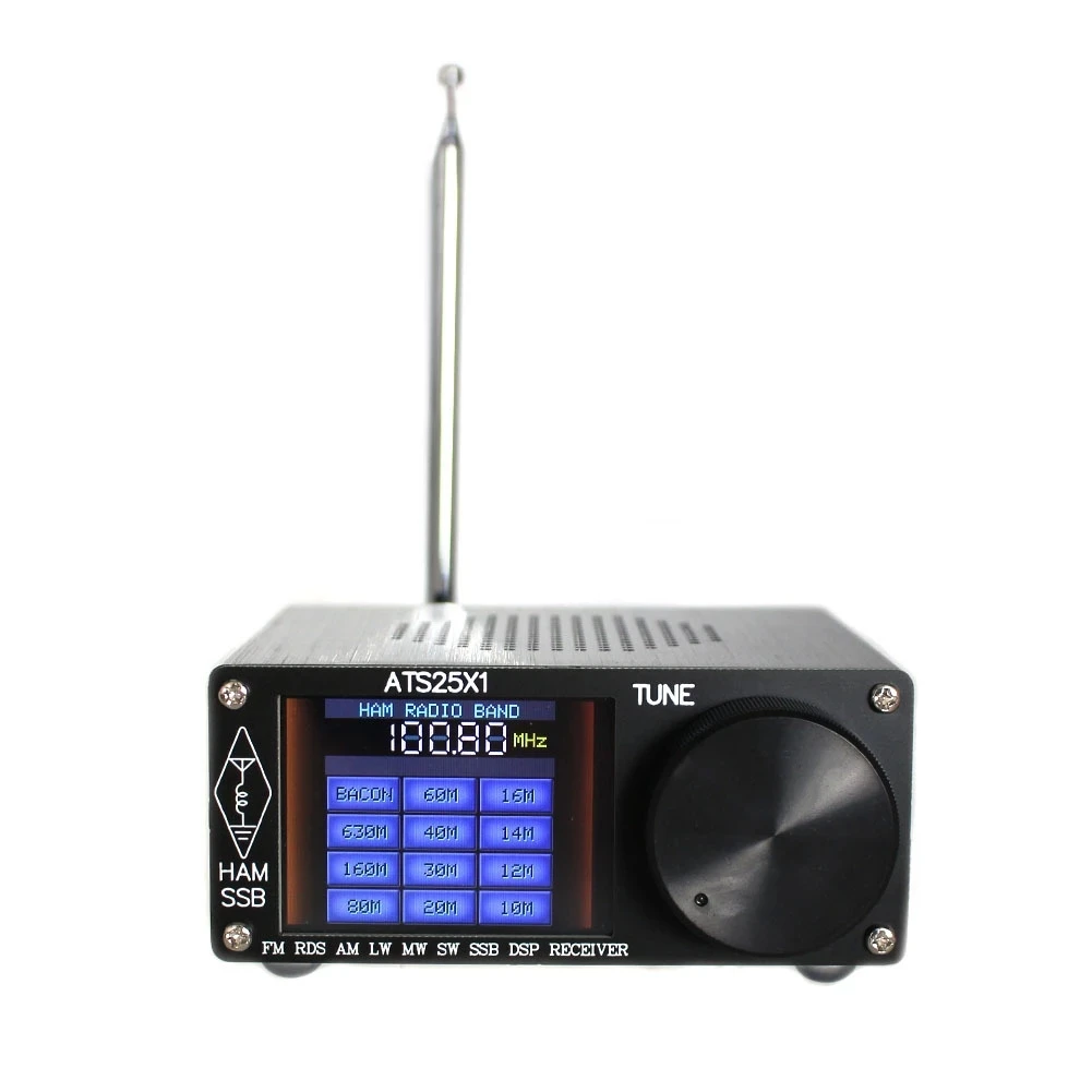 

ATS25X1 ATS-25 Si4732 All-Band Radio Receiver FM LW(MW SW) SSB +2.4 Inch Touch LCD +Whip Antenna +Battery + USB Cable + Speaker