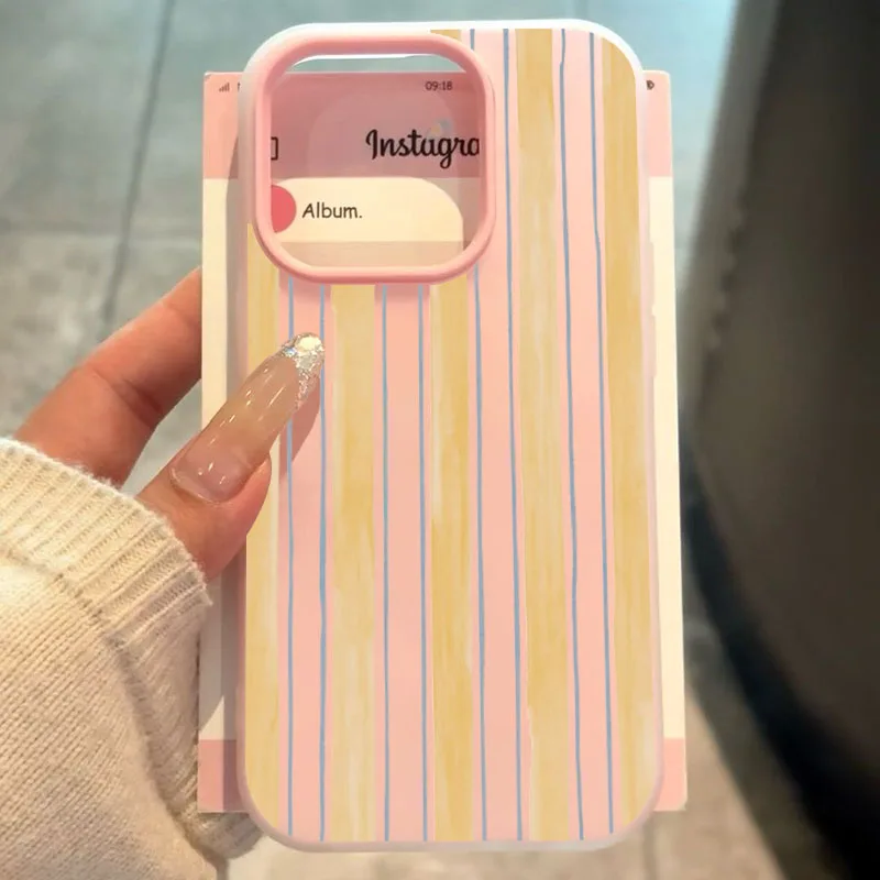 Stylish Yellow Striped Silicone Phone Case