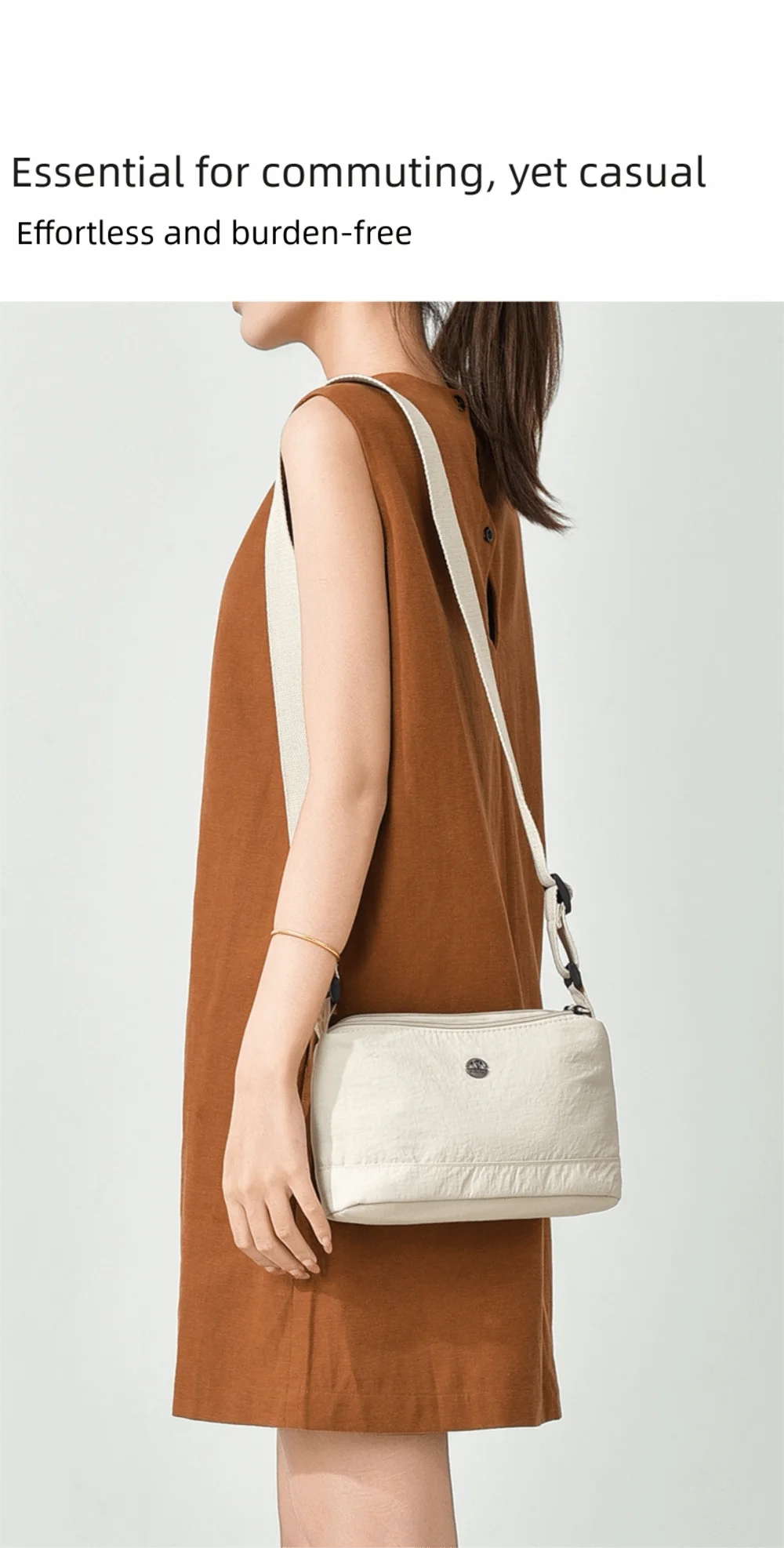 Trendy Soft Nylon Cloth Women Shoulder Bag Multiple Pockets Casual Style Messenger Bag Solid Color Crossbody Bags Party