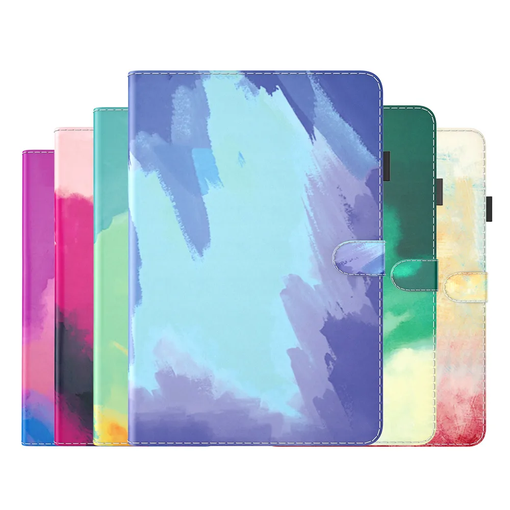 

For Huawei MatePad 11 T10 T10S MatePad Pro 10.8 Case Coque Watercolor Leather Wallet Tablet For Huawei MediaPad M5 Lite 10 Case