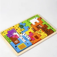 Montessori Animal Characters Transportation wooden puzzle Russian Blocks Cute Animals Puzzle Toys occupation 5