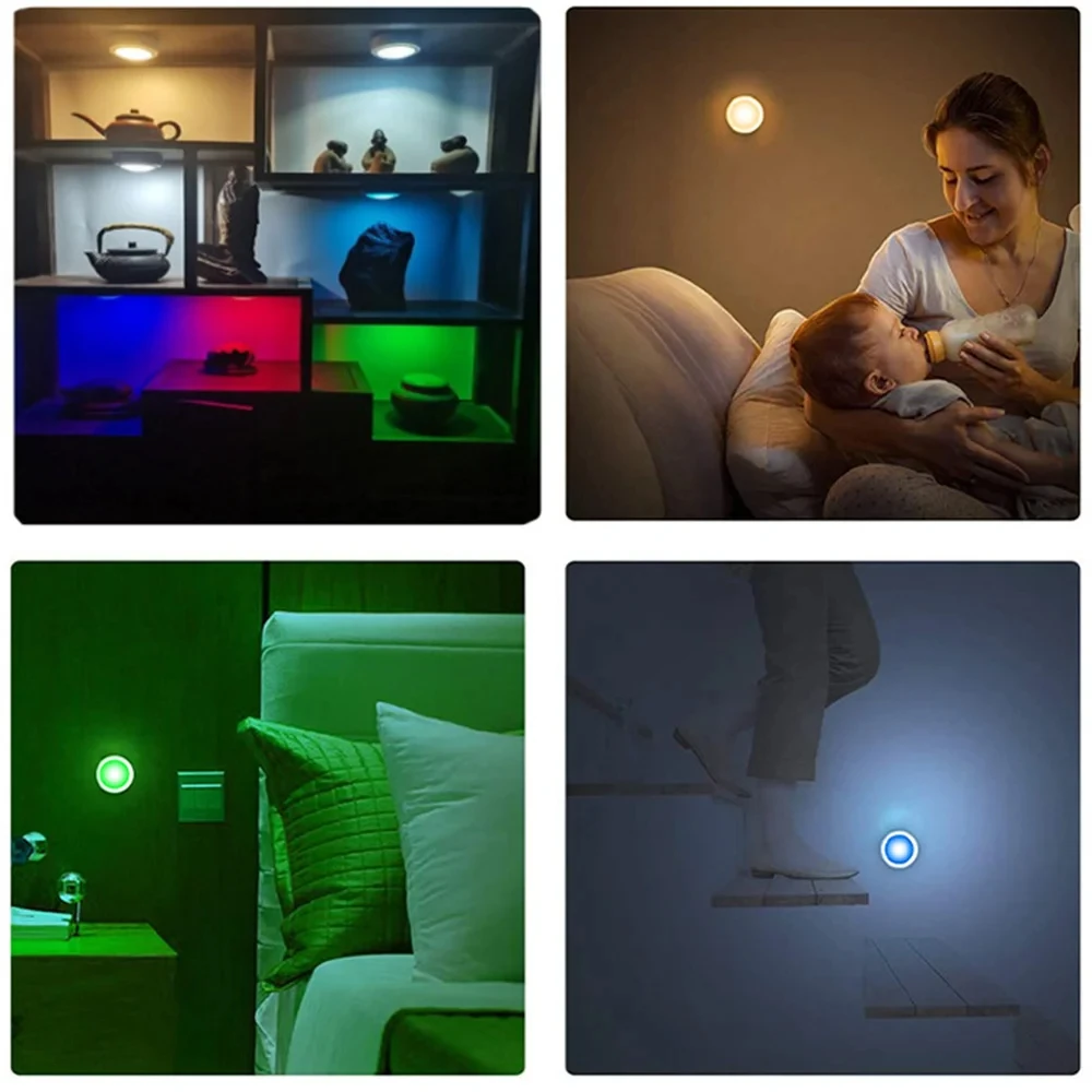 6PCS RGB Led Night Lights Room Decor Wireless Night Lamps With Remote Control Dimmable Under Cabinet Light Led Decoration homeSp