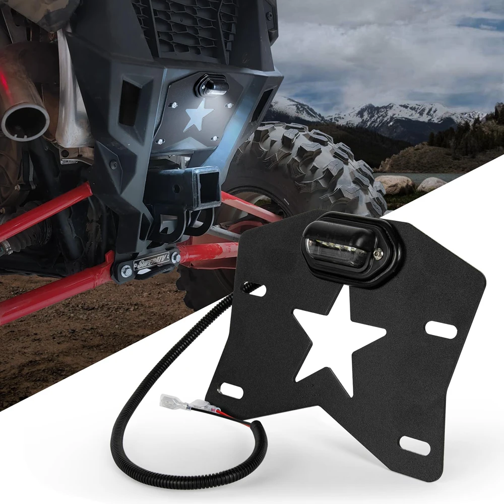 ATV UTV License Plate Bracket Holder Frame With LED Light Universal For Can-Am Maverick X3 Polaris Ranger RZR General For Honda andoer universal camera l shape bracket plate holder